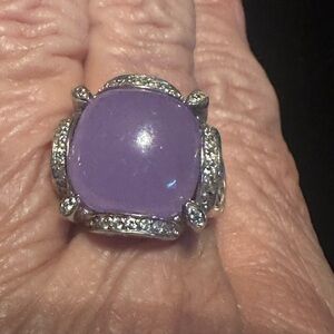 Lavender Jade, CZ’s Set in Sterling Silver